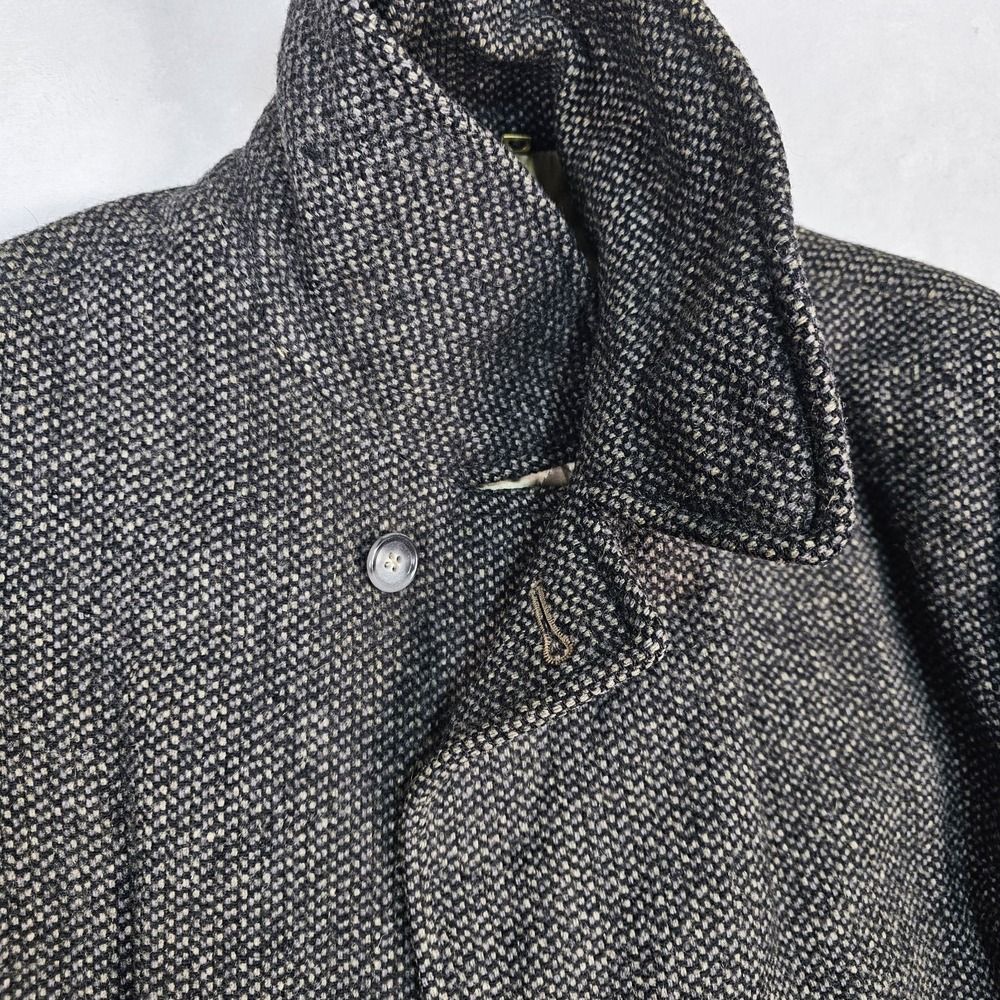 Vtg 80's Lakeland Sportswear Coat Mens 36 Tweed Wool Car Coat Liner Black Gray - Picture 2 of 16